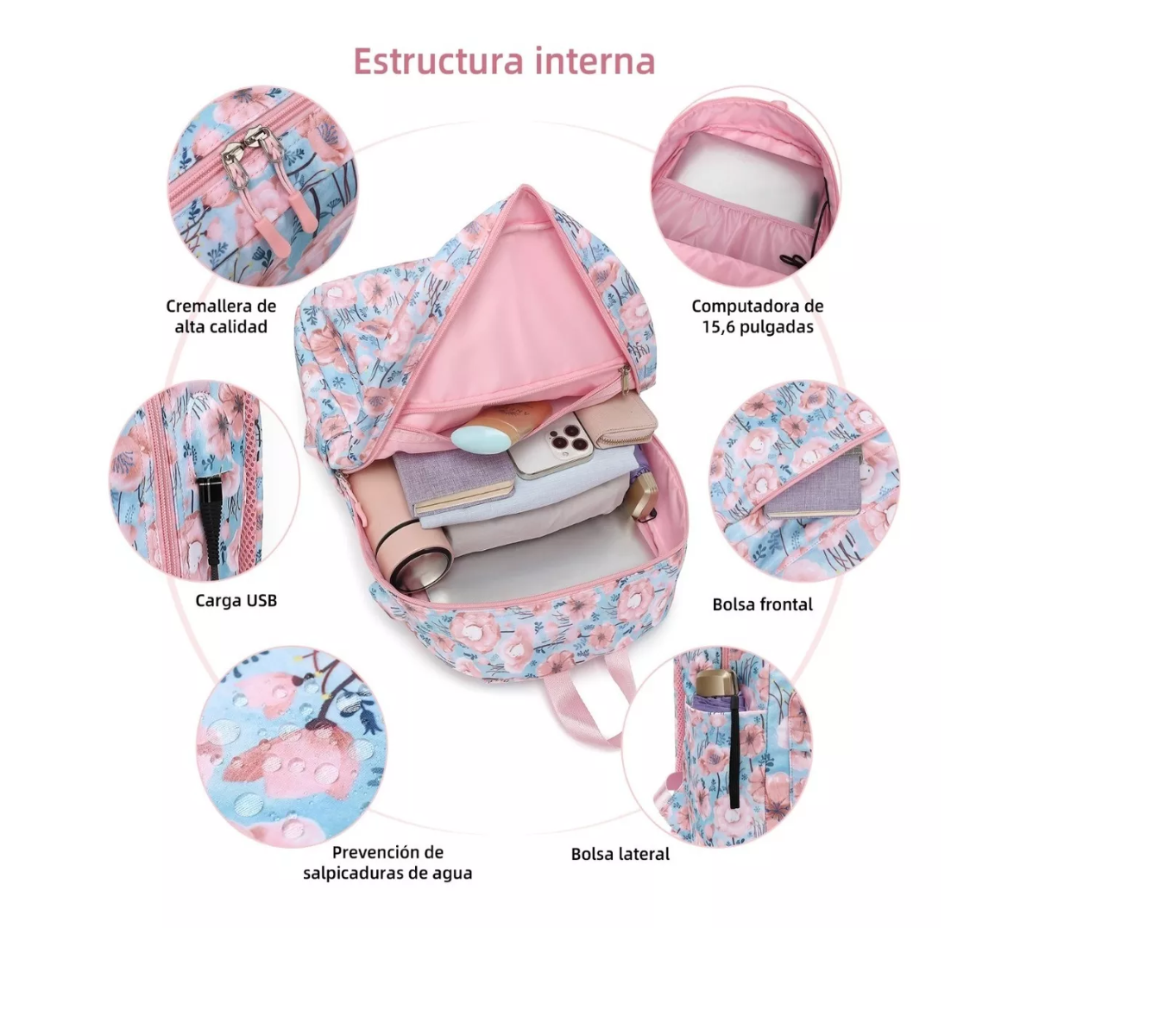 ml 3pcs Mochila Escolar Para Niñas Con Estuche Para Lápices.