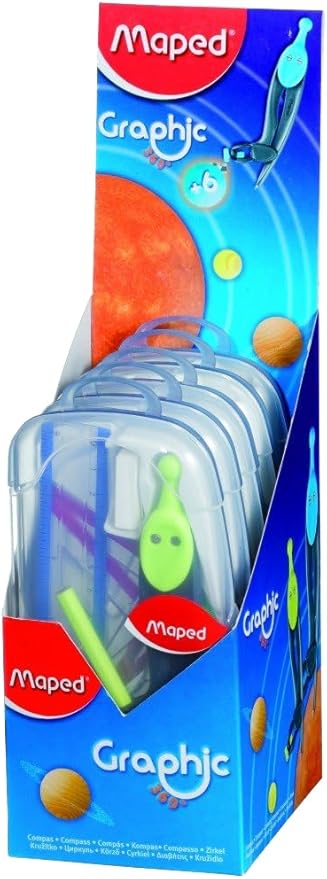 A Maped - 519118 Juego de geometria Kidz, caja con 8 piezas, colores surtidos.