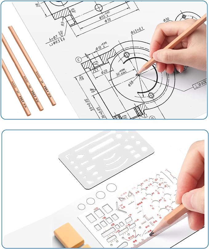 A XINTM Juego de Geometría Profesional, 22 Piezas, Juego de Compás para Artistas y Estudiantes, Reglas y Brújulas, Herramientas de Dibujo para Ingenieros.