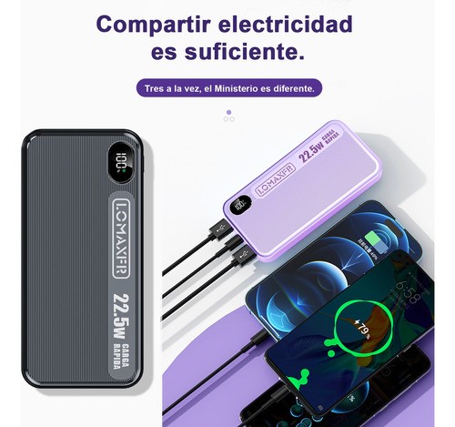 Power Bank 20000 Mah Batería Portátil Carga Rápida De 22,5w Negro.