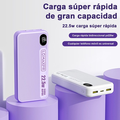 Power Bank 20000 Mah Batería Portátil Carga Rápida De 22,5w blanco.