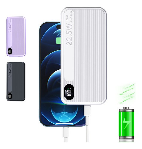 Power Bank 20000 Mah Batería Portátil Carga Rápida De 22,5w blanco.