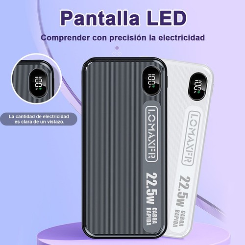 Power Bank 20000 Mah Batería Portátil Carga Rápida De 22,5w Negro.