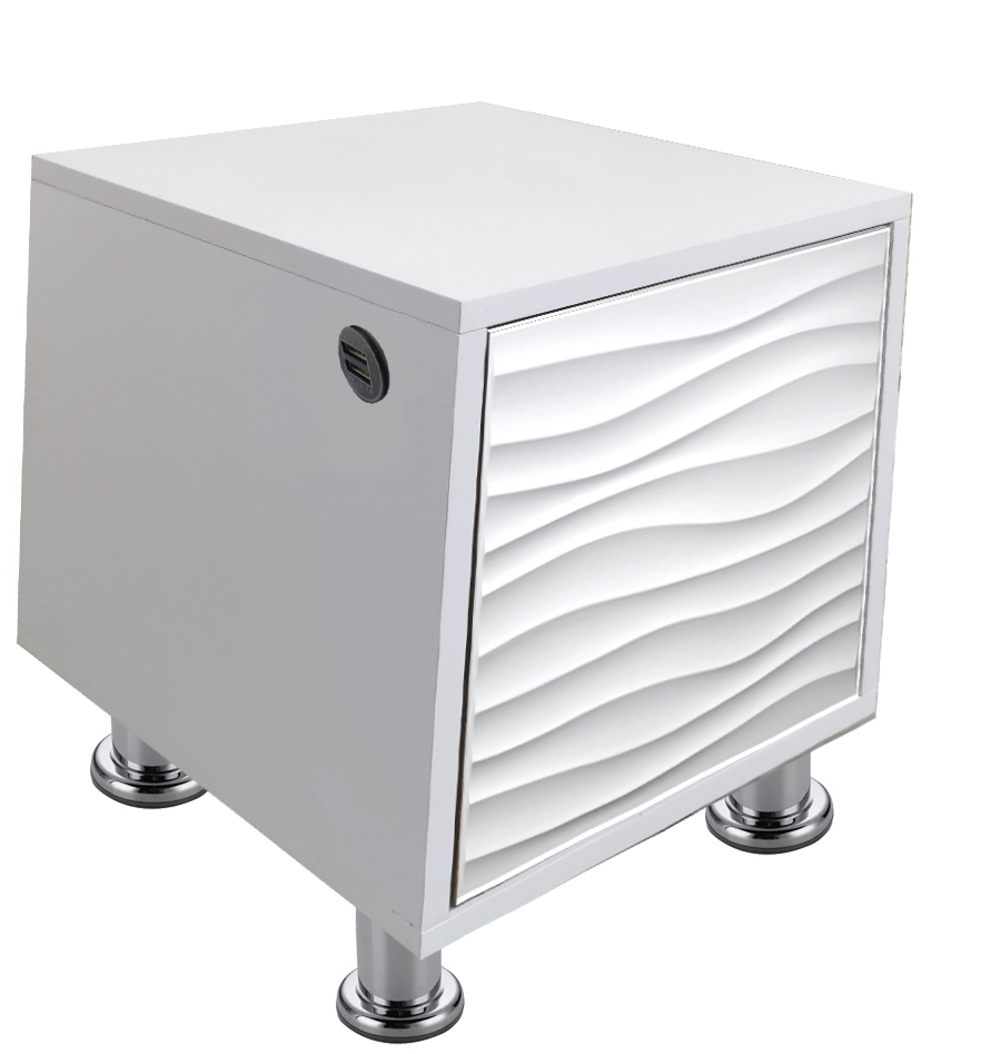 Buro Recamara Mueble Luz Led Ensamblado Plata Minimalista