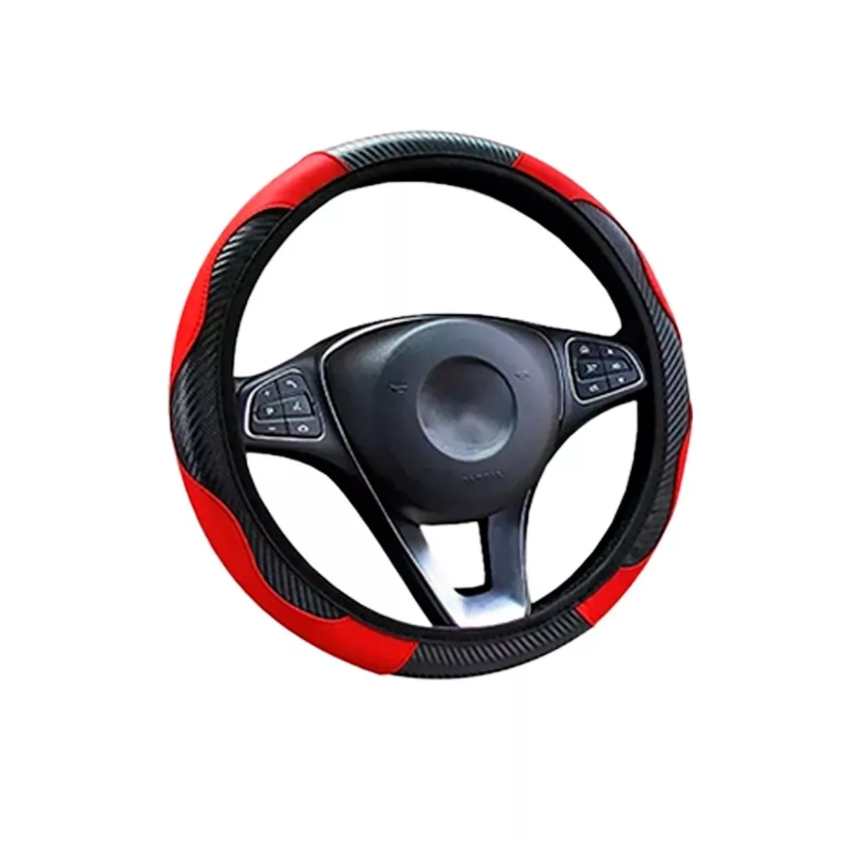 Funda Cubre Volante Deportivo Protector Antiderrapante Auto Rojo.