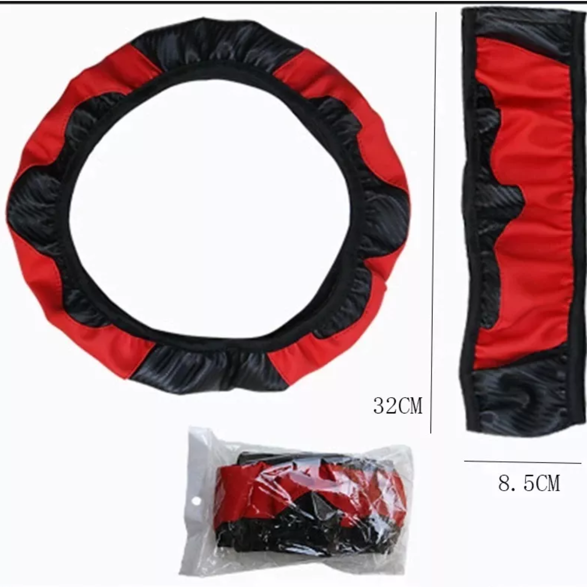 Funda Cubre Volante Deportivo Protector Antiderrapante Auto Rojo.