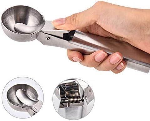 A Slzhds 2 Pcs Cuchara de Helado Acero Inoxidable, Cuchara para Helado y Congelados, 7 Pulgadas, Para Helados, Puré de Papas, Frutas, Diseño Ergonómico, Ideal para Cocina, Pastelerías.