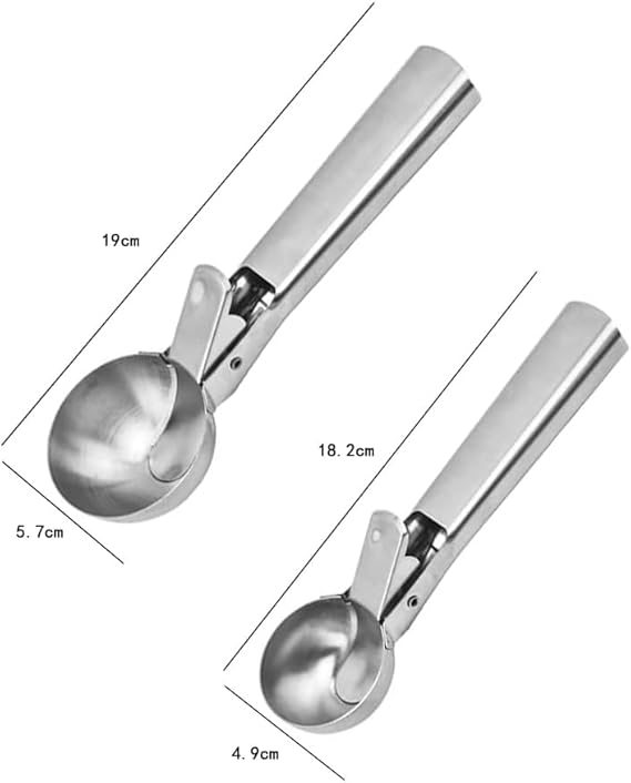 A Slzhds 2 Pcs Cuchara de Helado Acero Inoxidable, Cuchara para Helado y Congelados, 7 Pulgadas, Para Helados, Puré de Papas, Frutas, Diseño Ergonómico, Ideal para Cocina, Pastelerías.