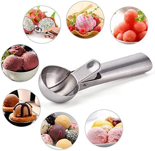 A Slzhds 2 Pcs Cuchara de Helado Acero Inoxidable, Cuchara para Helado y Congelados, 7 Pulgadas, Para Helados, Puré de Papas, Frutas, Diseño Ergonómico, Ideal para Cocina, Pastelerías.