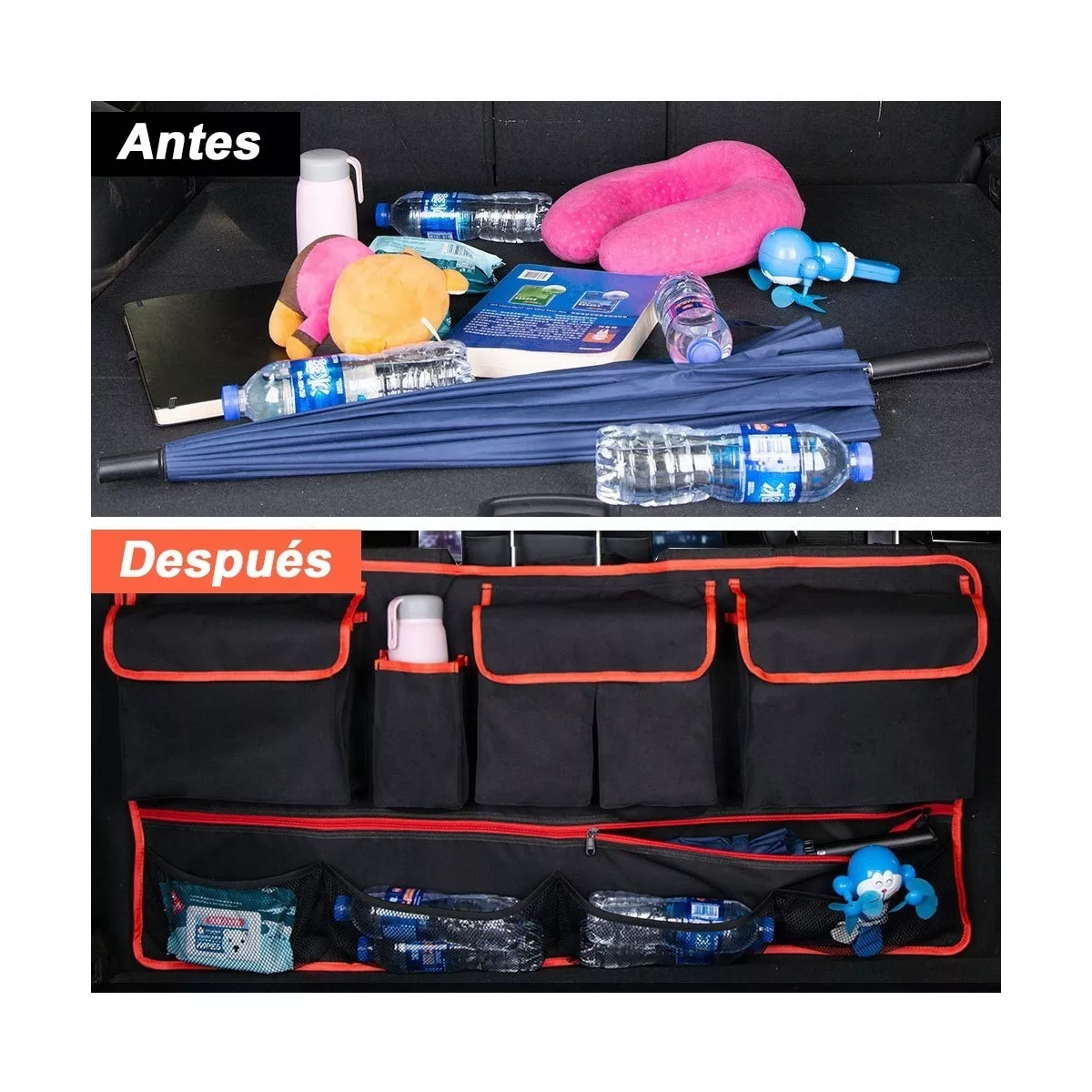 Organizador Maletero Para Asiento Coche Bolsa Con Bolsillos.