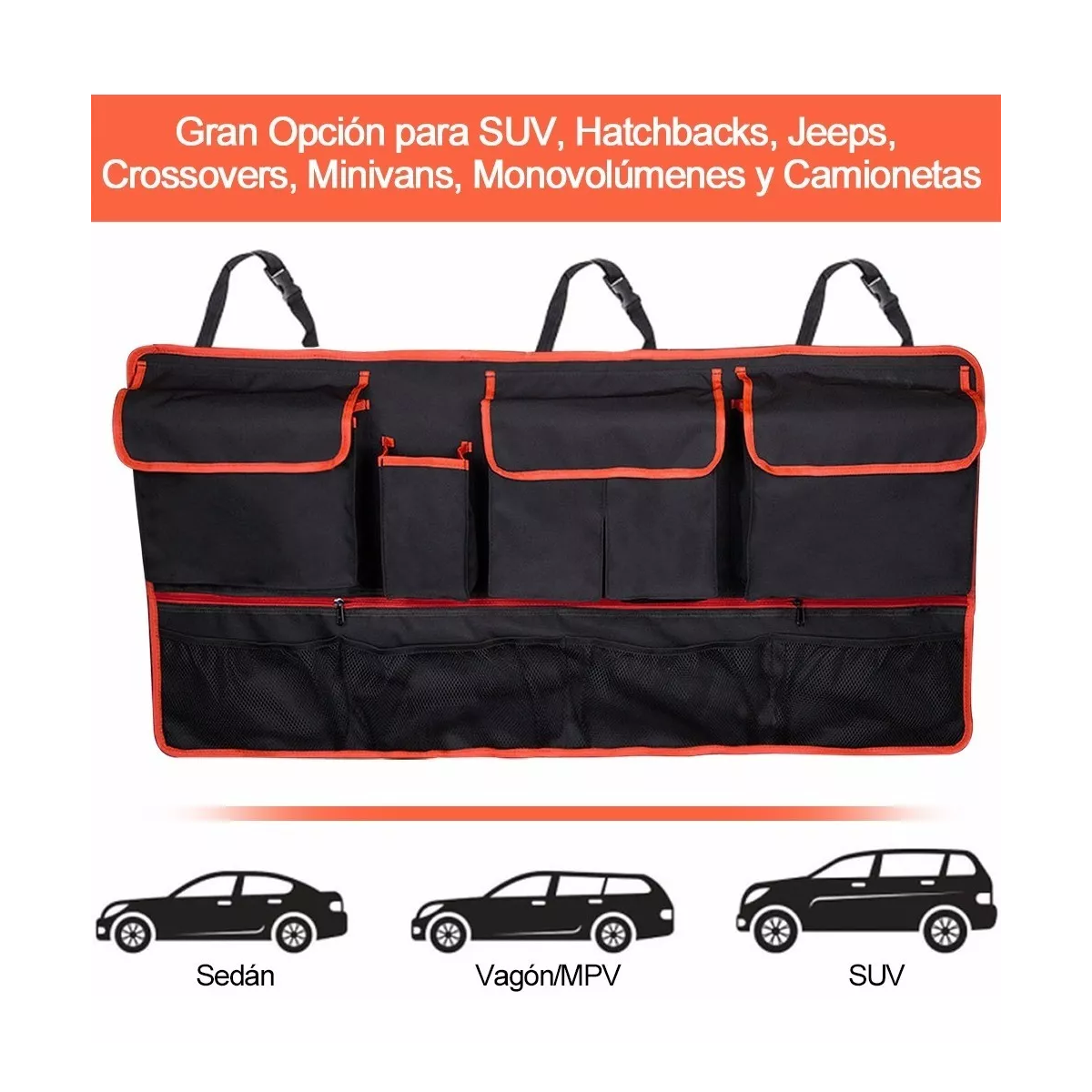 Organizador Maletero Para Asiento Coche Bolsa Con Bolsillos.