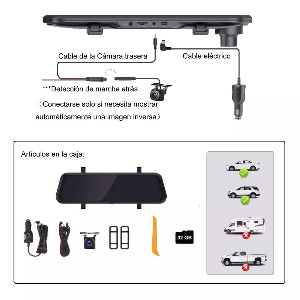 Doble Camara Para Auto Pantalla Tactil Frontal Y Traser 32gb.