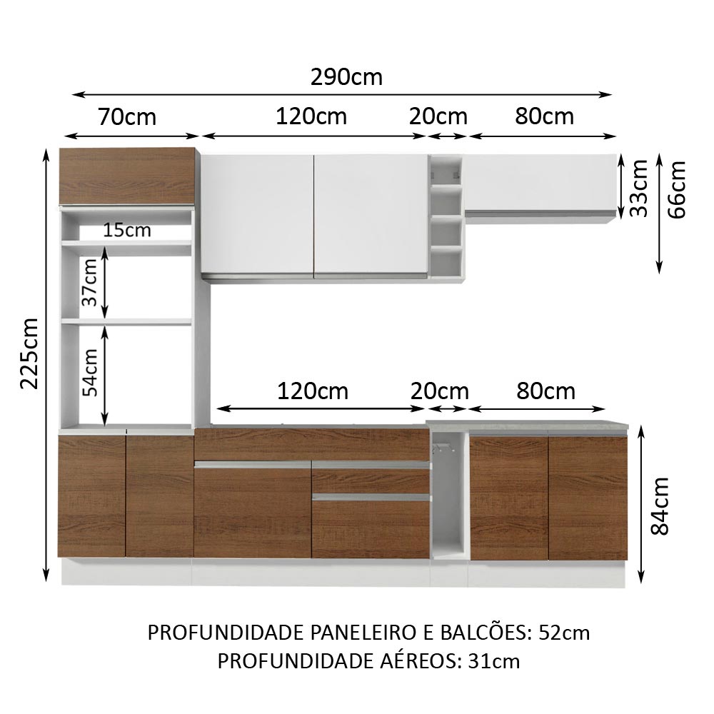 Cocina Integral Completa Modular Madesa Vicenza 290cm BRB 12.