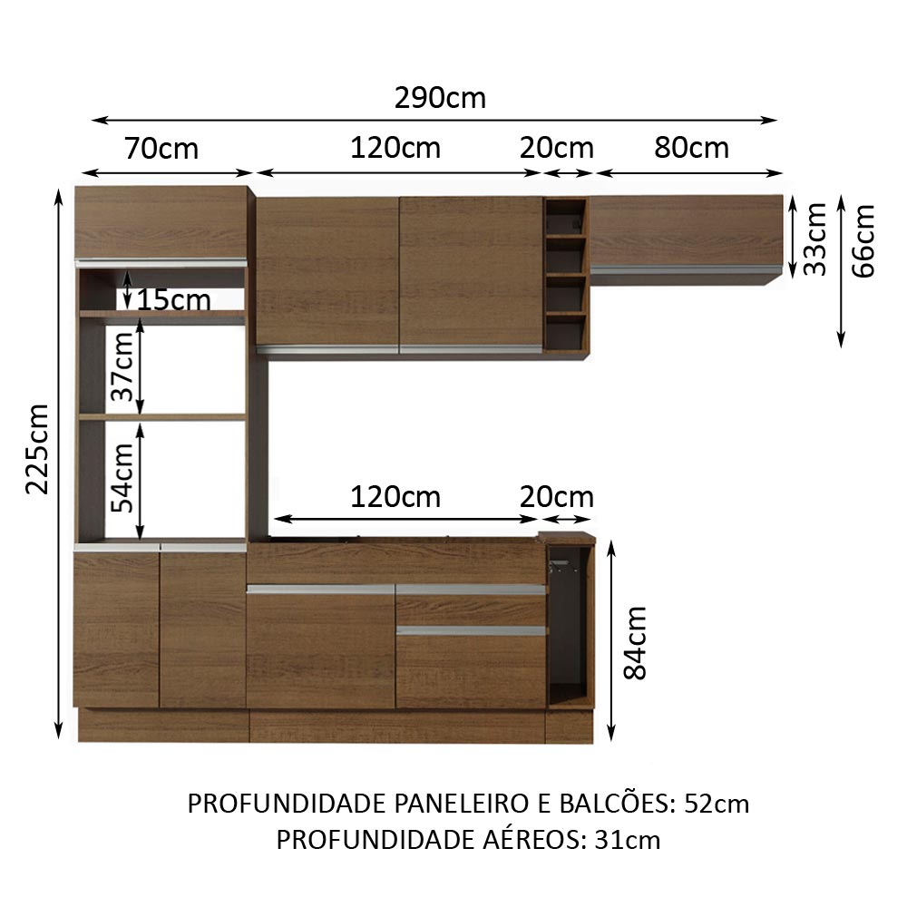 Cocina Integral Completa Modular Madesa Glamy 290cm MM.