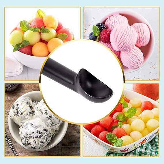A Cuchara para Helado y Congelados, Anticongelante y Antiadherente. Exelente Calidad, Libre de Lead, cuchara de aluminio que no conduce la temperatura! Plateada y Facil de Limpiar. Ice cream scoop. (Negro Cromo).