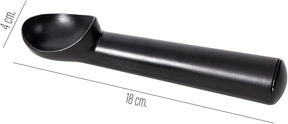 A Cuchara para Helado y Congelados, Anticongelante y Antiadherente. Exelente Calidad, Libre de Lead, cuchara de aluminio que no conduce la temperatura! Plateada y Facil de Limpiar. Ice cream scoop. (Negro Cromo).