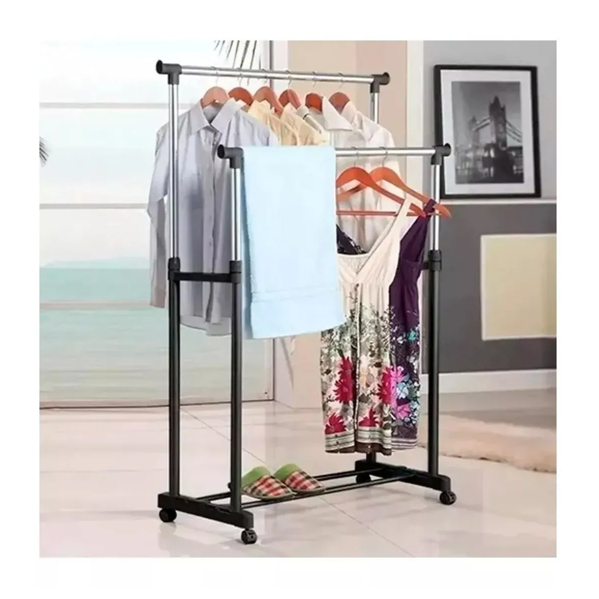 Rack doble para ropa Perchero organizador closet de barra para colgar