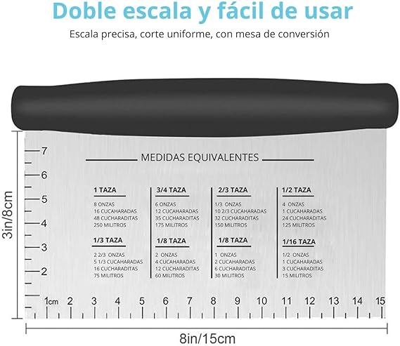 AU Chef Cortador de Masa, Raspador de Masa y Alimentos de Acero Inoxidable, Cuchillo de Masa de 6 pulgadas para Hornear, Cortador de Repostería con Agarre contorneado. Cortador de Masa, Raspador de Masa y Alimentos de Acero Inoxidable, Cuchillo de Masa de 6 pulgadas para Hornear, Cortador de Repostería con Agarre contorneado..
