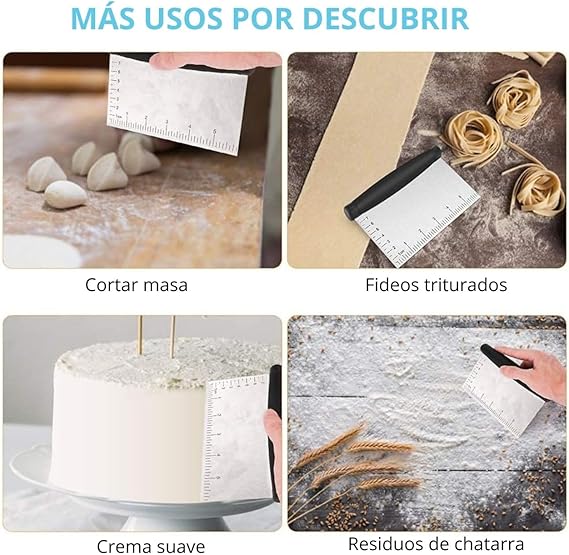 AU Chef Cortador de Masa, Raspador de Masa y Alimentos de Acero Inoxidable, Cuchillo de Masa de 6 pulgadas para Hornear, Cortador de Repostería con Agarre contorneado. Cortador de Masa, Raspador de Masa y Alimentos de Acero Inoxidable, Cuchillo de Masa de 6 pulgadas para Hornear, Cortador de Repostería con Agarre contorneado..