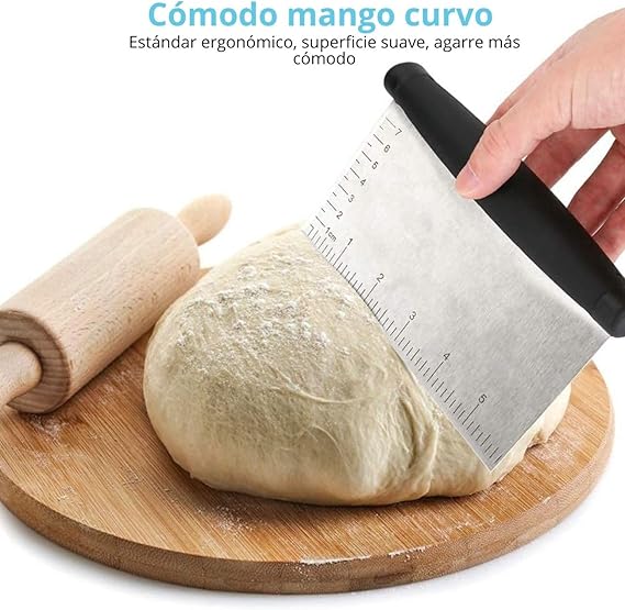 AU Chef Cortador de Masa, Raspador de Masa y Alimentos de Acero Inoxidable, Cuchillo de Masa de 6 pulgadas para Hornear, Cortador de Repostería con Agarre contorneado. Cortador de Masa, Raspador de Masa y Alimentos de Acero Inoxidable, Cuchillo de Masa de 6 pulgadas para Hornear, Cortador de Repostería con Agarre contorneado..