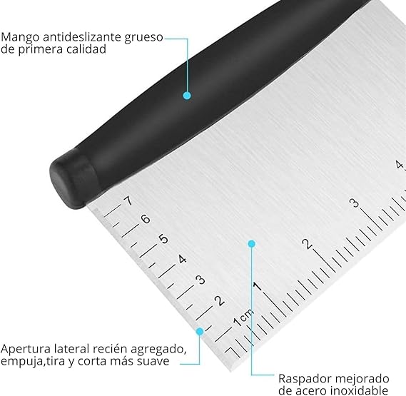 AU Chef Cortador de Masa, Raspador de Masa y Alimentos de Acero Inoxidable, Cuchillo de Masa de 6 pulgadas para Hornear, Cortador de Repostería con Agarre contorneado. Cortador de Masa, Raspador de Masa y Alimentos de Acero Inoxidable, Cuchillo de Masa de 6 pulgadas para Hornear, Cortador de Repostería con Agarre contorneado..