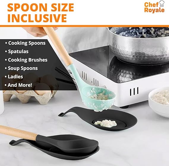 A 3 Piezas Reposabrazos Modernos De Silicona Para Cuchara, Soportes Para Utensilios De Cocina Para Estufa, Material De Calidad Sin BPA, Soporte De Utensilios Para Cucharones, Soporte Para Tapa De Olla.