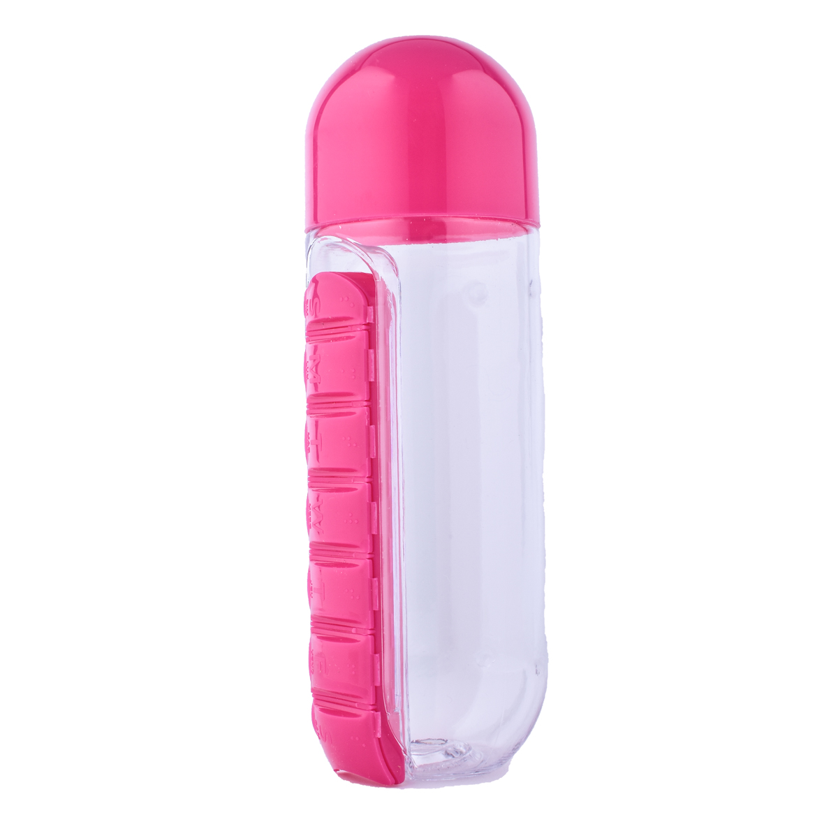 Botella Agua 2 En 1 Vaso Pastillero Portátil Píldoras 600ml