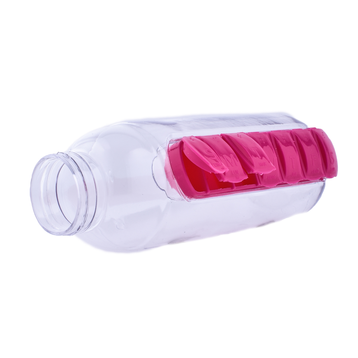 Botella Agua 2 En 1 Vaso Pastillero Portátil Píldoras 600ml