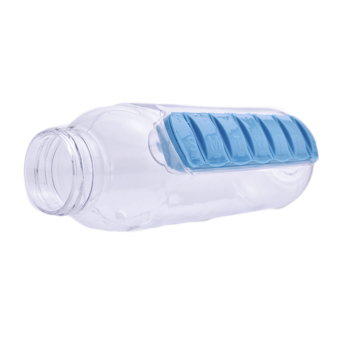 Botella Agua 2 En 1 Vaso Pastillero Portátil Píldoras 600ml