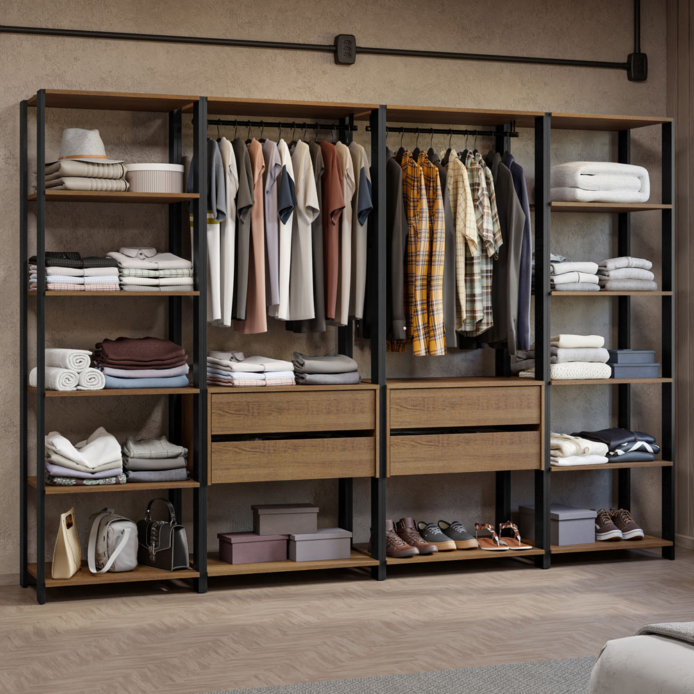 Clóset Modulado Valencia 4 Cajones 258cm Marrón/Negro Madesa 01