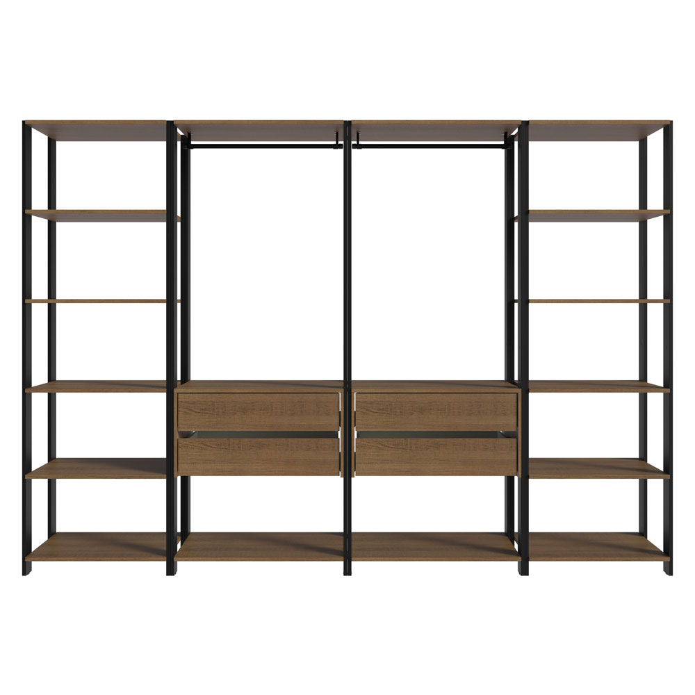 Clóset Modulado Valencia 4 Cajones 258cm Marrón/Negro Madesa 01