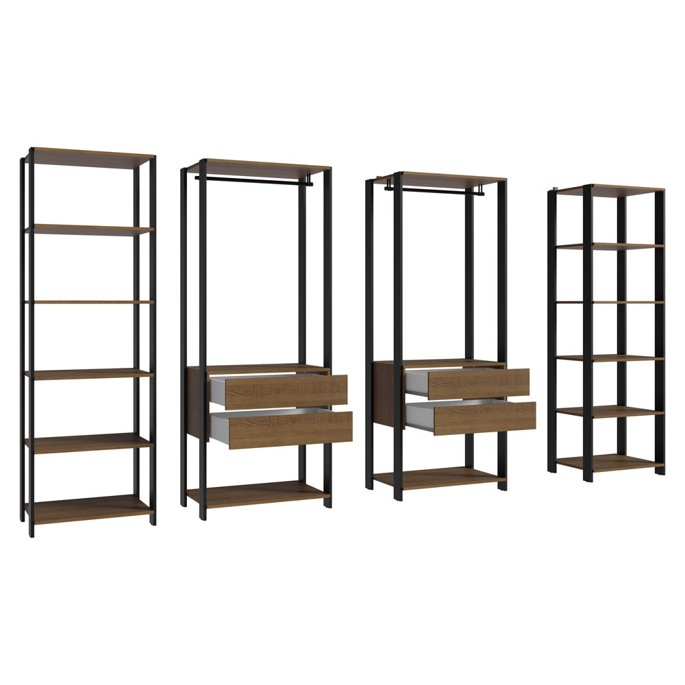 Clóset Modulado Valencia 4 Cajones 258cm Marrón/Negro Madesa 01
