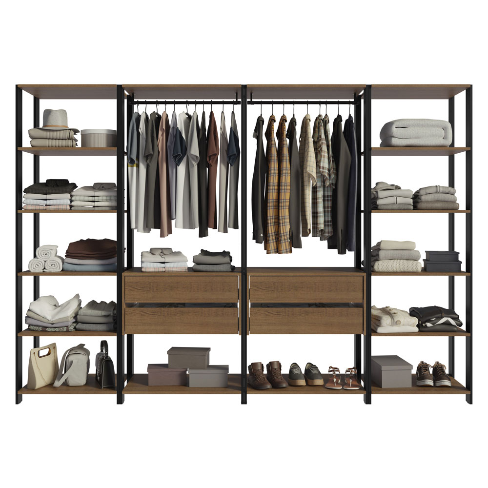 Clóset Modulado Valencia 4 Cajones 258cm Marrón/Negro Madesa 01