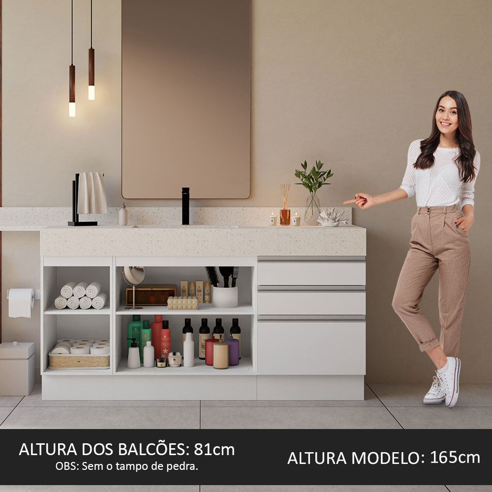 Mueble Modulo Para Baño Gabinete Lavabo Madesa 180cm BB