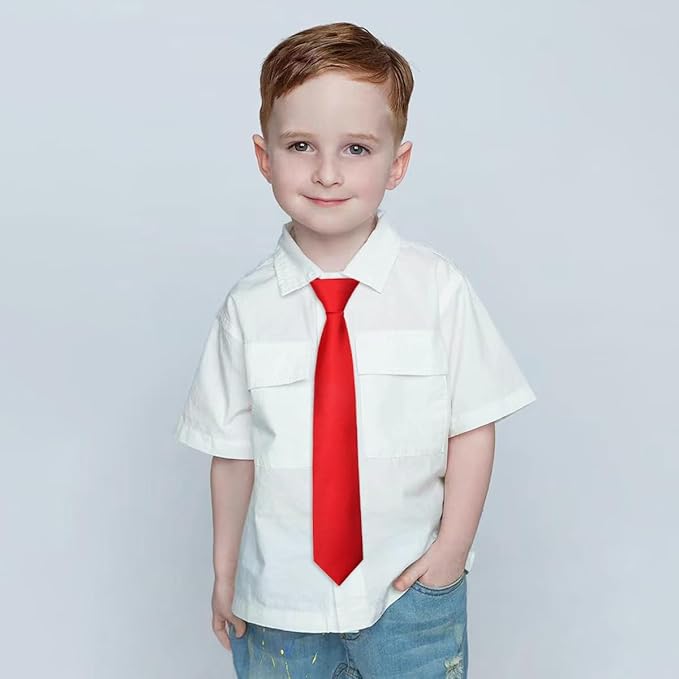 Alizeal - Corbata ajustada de 2.4 pulgadas con cierre para niños, #A2-rojo, Talla única.