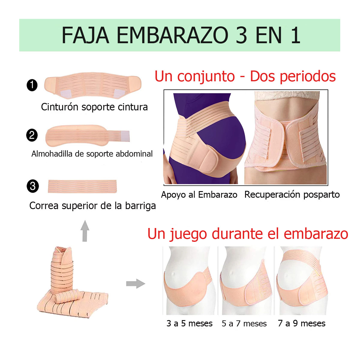 Faja Para Embarazada Maternidad Soporte Embarazo 3 En 1