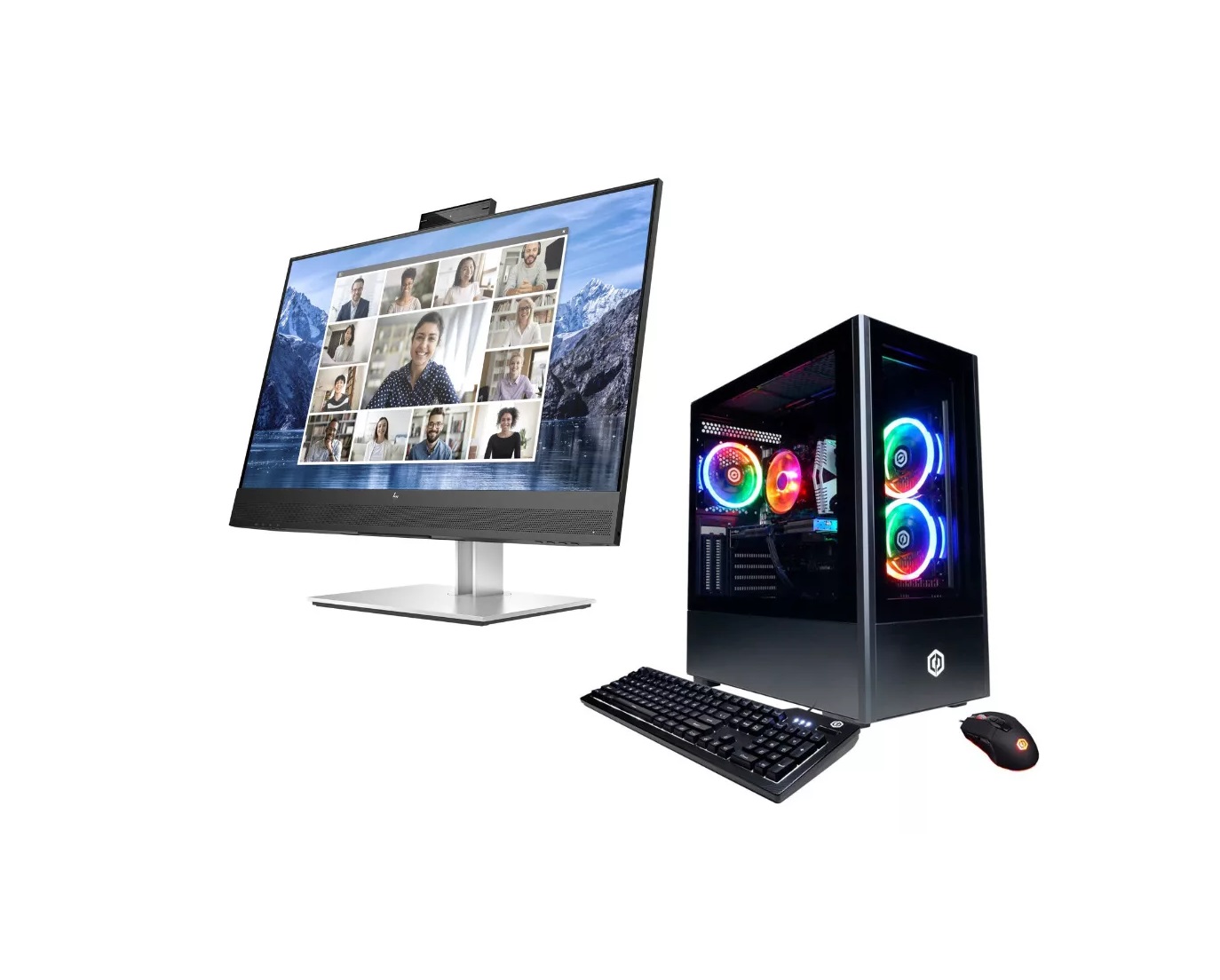 Gabinete Gamer Extreme Cyberpower + Monitor Hp E27M QHD 27 Pulgadas, Procesador i7-12700F 16 Gb Ram,1 Tb Hdd + 500 Gb Ssd, Tarjeta Gráfica Rtx3060 Ti de 8 Gb  .