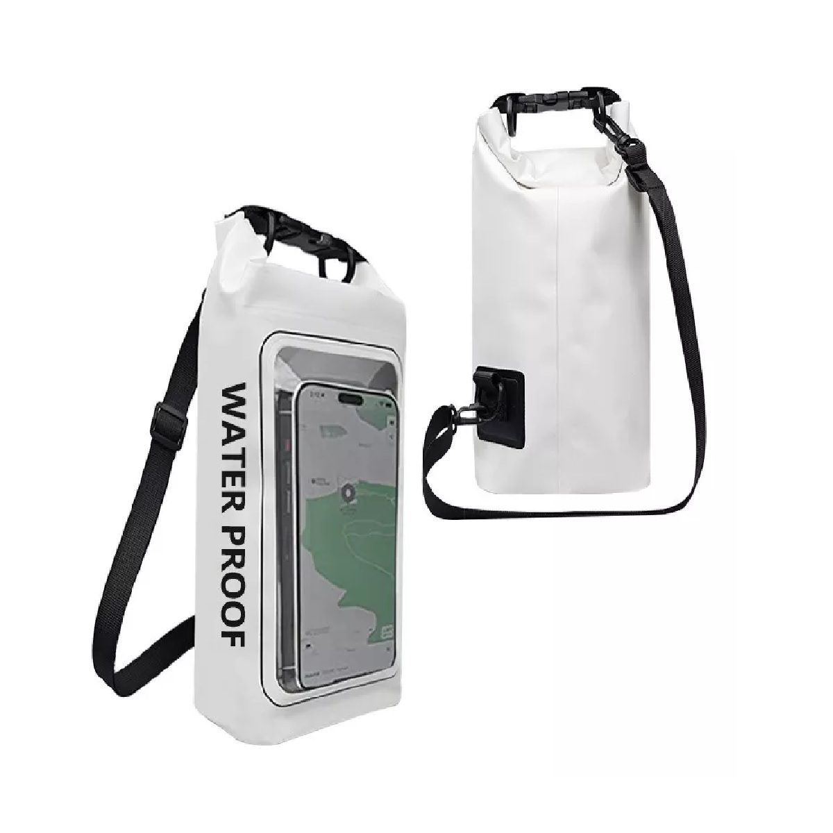 Bolsa Seca 2 Litros Bolsa Impermeable Móvil De Playa Nadar Blanco.