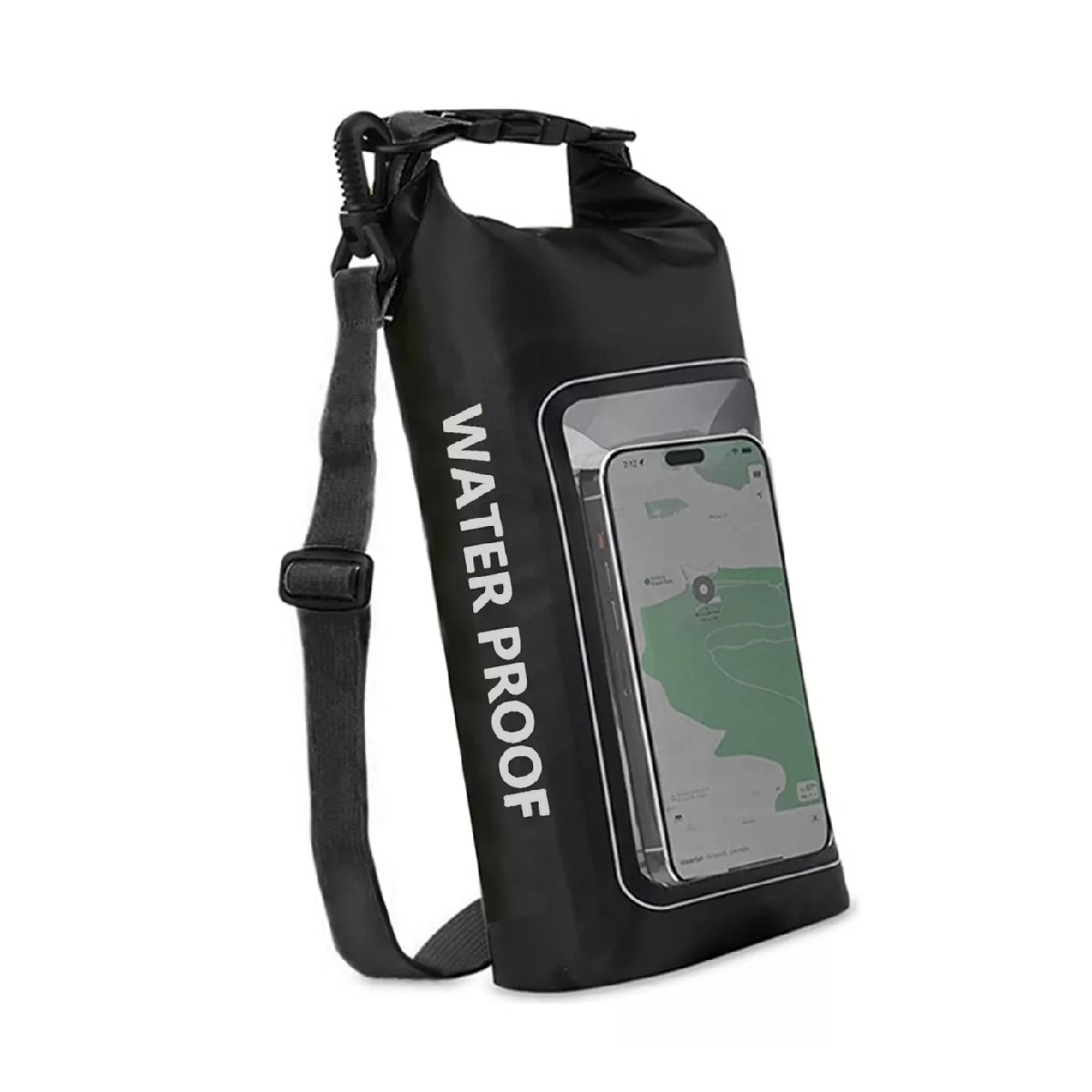 Bolsa Seca 2 Litros Bolsa Impermeable Móvil De Playa Nadar Negro.
