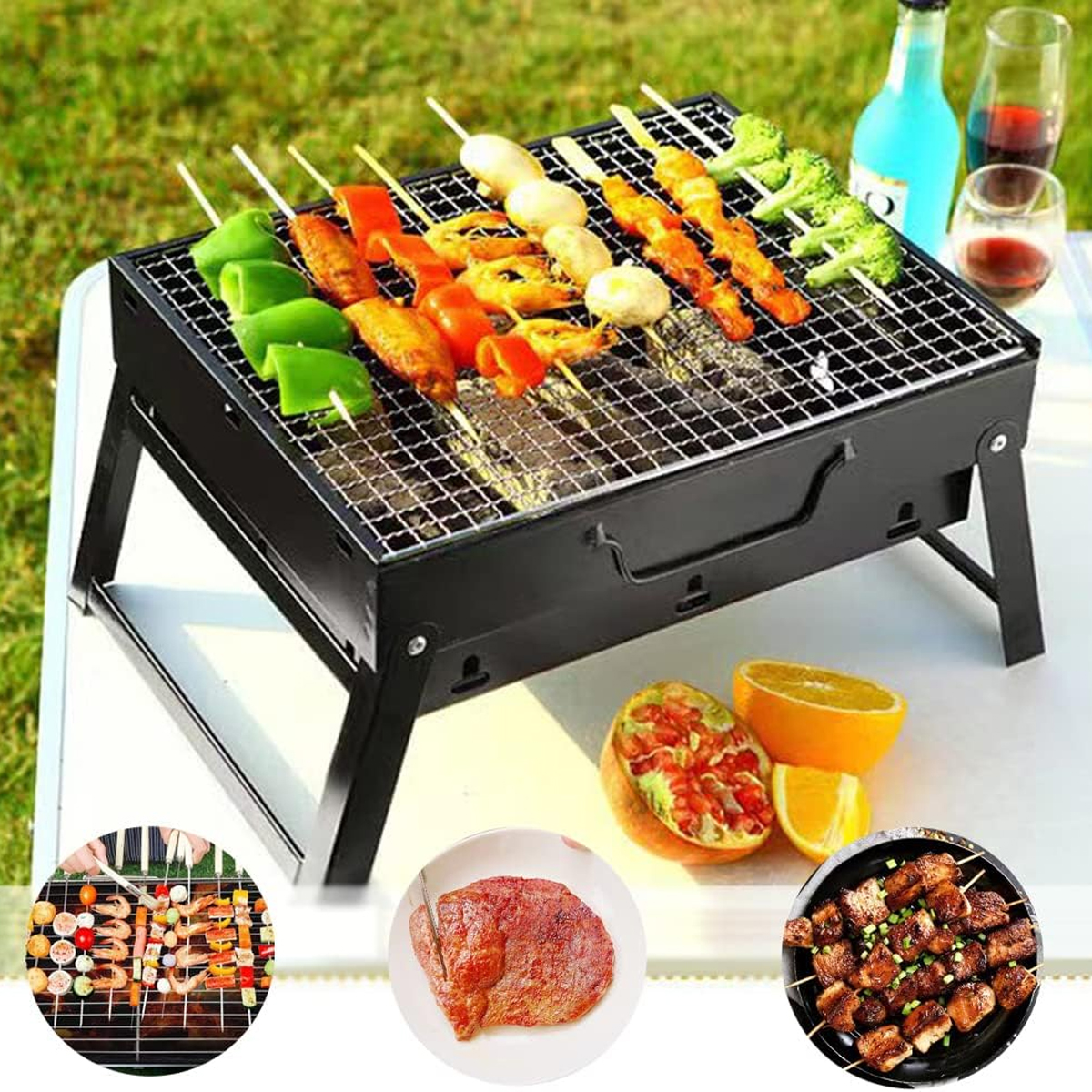 PARILLA ASADOR PORTATIL DE ACERO INOXIDABLE CAMPING
