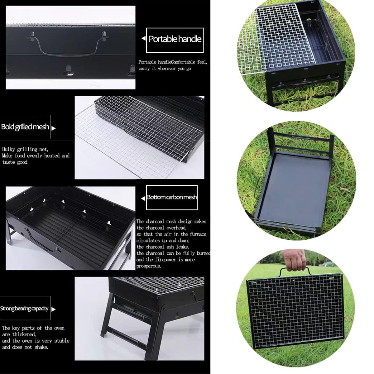 PARILLA ASADOR PORTATIL DE ACERO INOXIDABLE CAMPING
