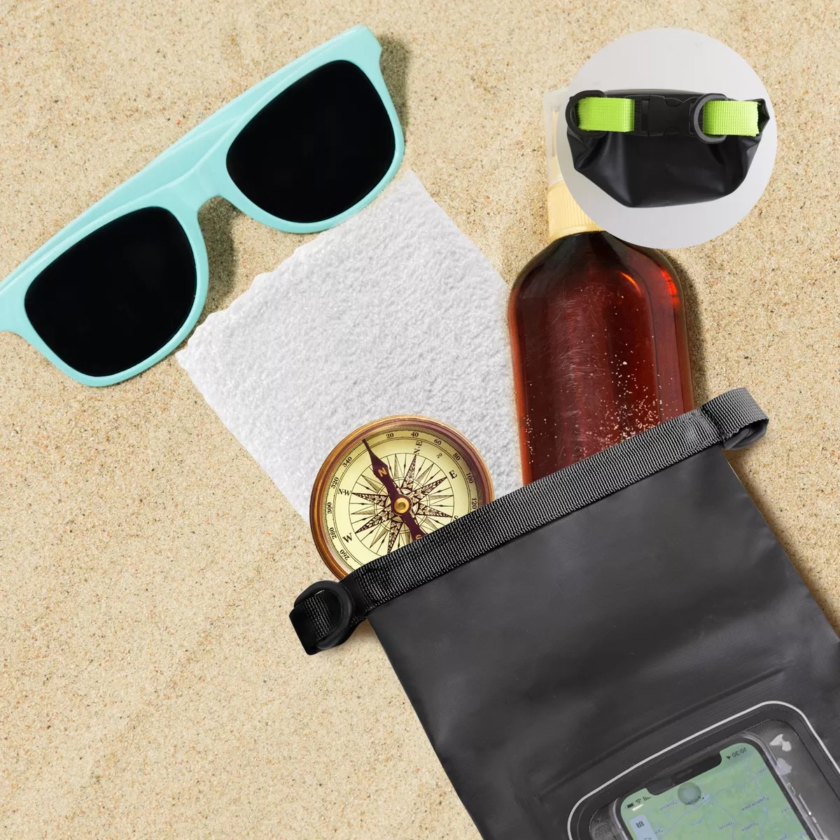 Bolsa Seca 2 Litros Bolsa Impermeable Móvil De Playa Nadar Negro.