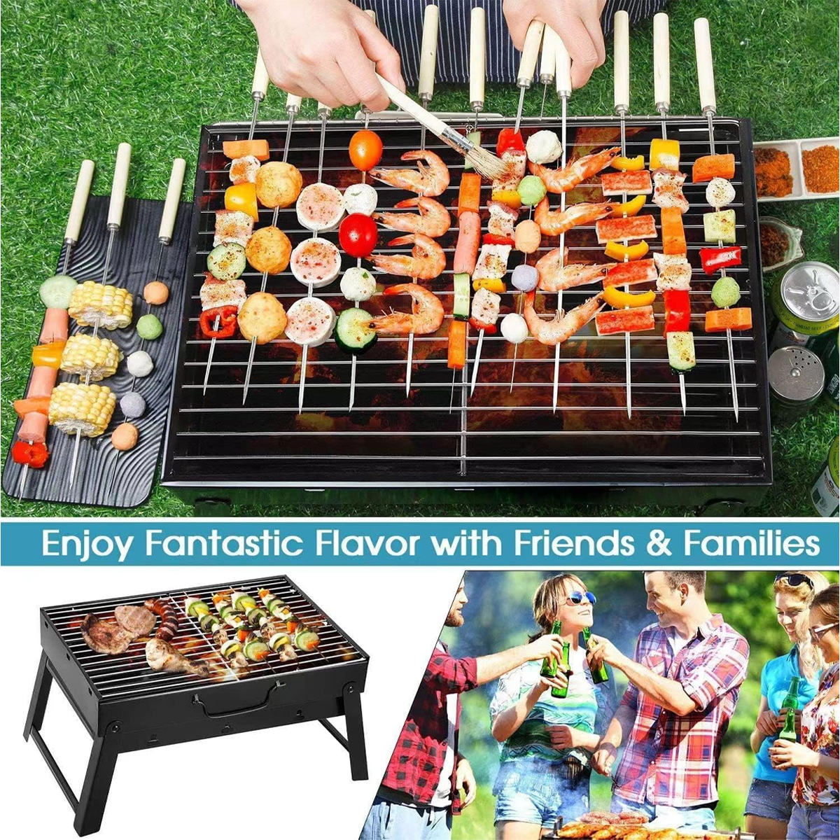 PARILLA ASADOR PORTATIL DE ACERO INOXIDABLE CAMPING
