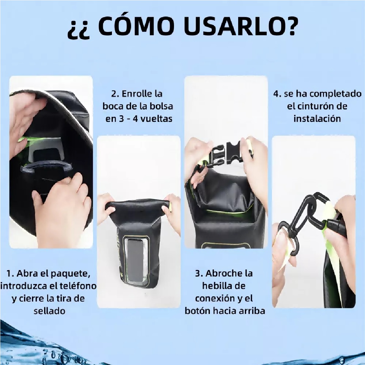 Bolsa Seca 2 Litros Bolsa Impermeable Móvil De Playa Nadar Negro.
