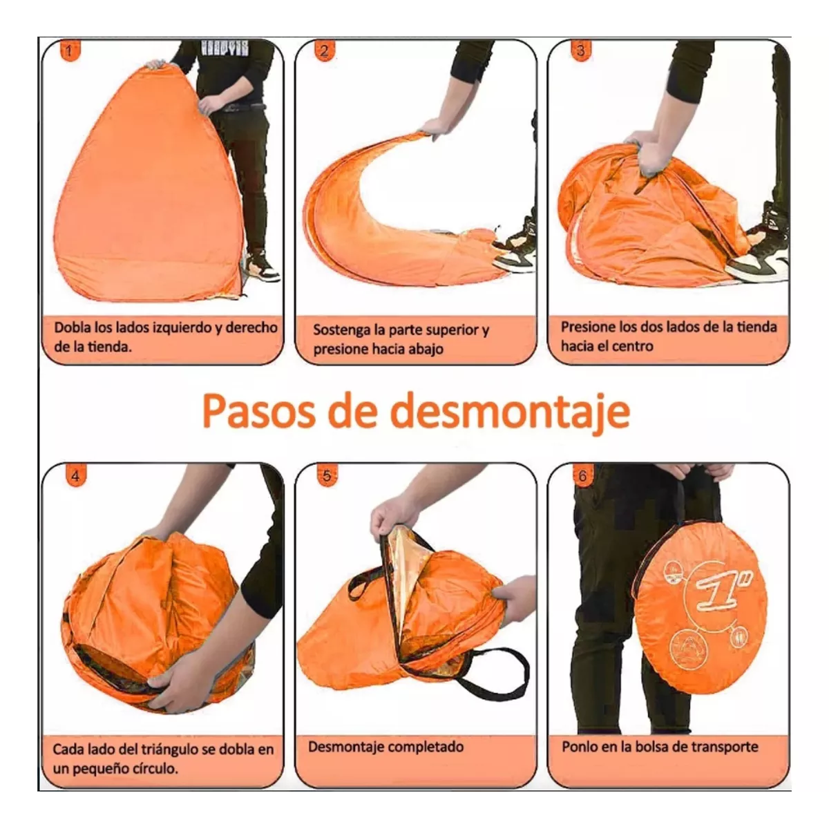Tienda Carpa Refugio Para Playa Cámping Viaje Al Aire Libre Naranja.