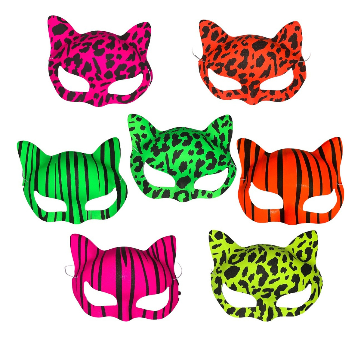 50 Antifaz Neon Animal Print Gato Fiesta Glow Oferta.