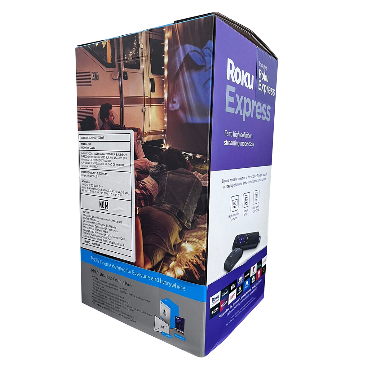 Proyector Inteligente Hp Cc180 1280x720 Más Roku Express Hd