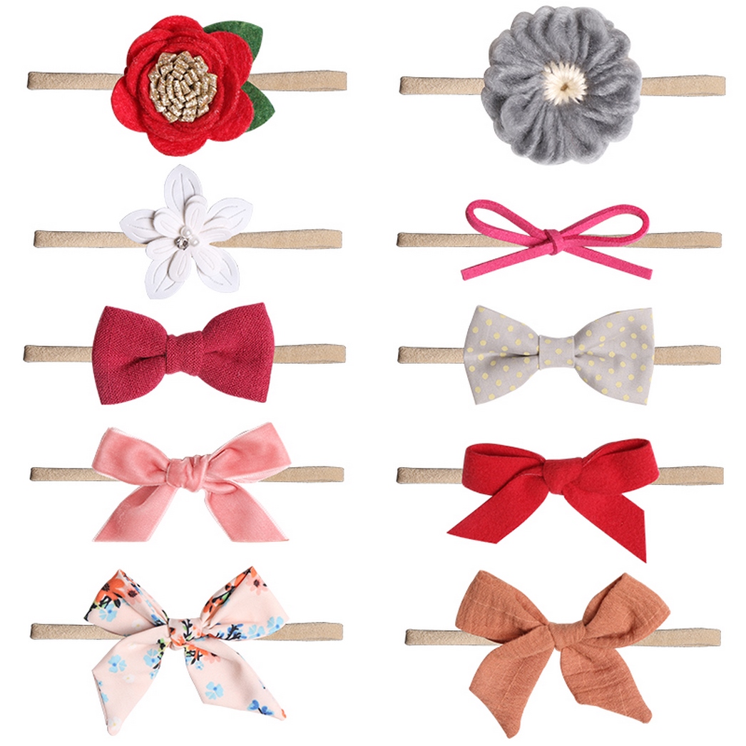Set De 10 Diademas Tiara Adorno Para Cabello Niña Bebe Moño