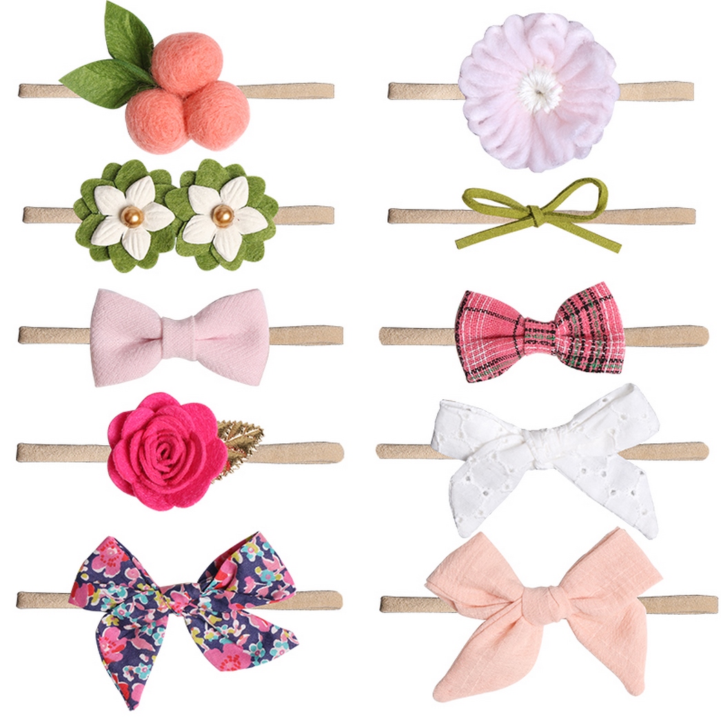 Set De 10 Diademas Tiara Adorno Para Cabello Niña Bebe Moño