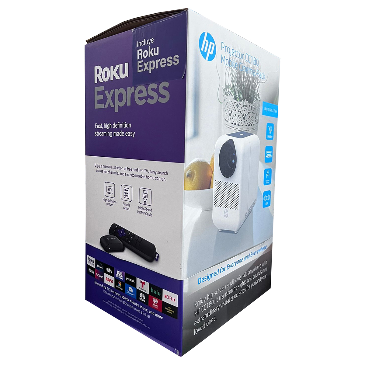 Proyector Inteligente Hp Cc180 1280x720 Más Roku Express Hd